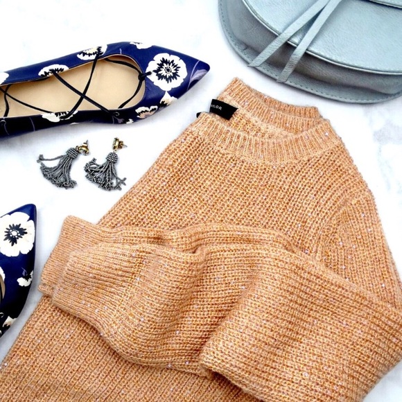 Ann Taylor Sweaters - Ann Taylor Peach/Blush Scattered Sequin Sweater
